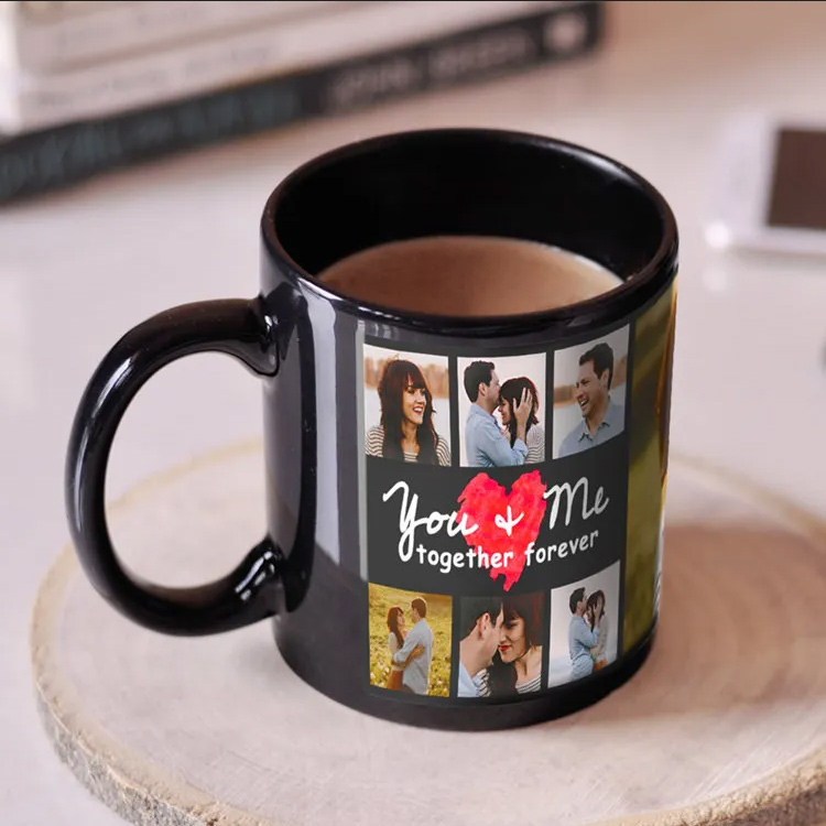 black mug printing gift coffee