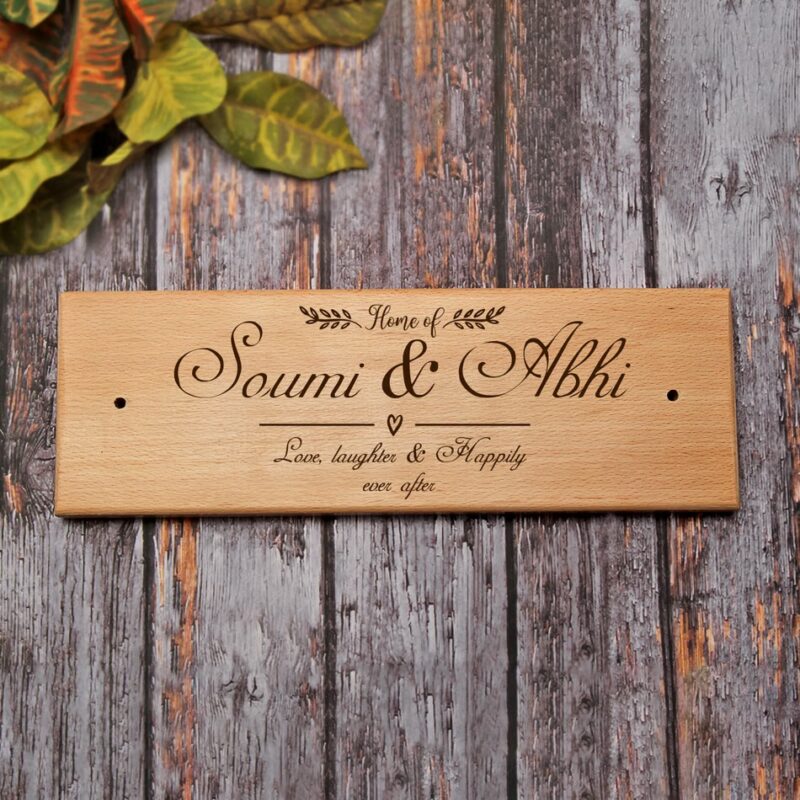 wooden engraved house name plate